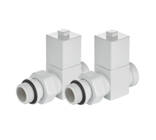 Набор дизайн-вентилей Royal Thermo CUBE прямой 1/2 белый RTE 50.030 WT