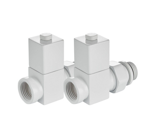 Набор дизайн-вентилей Royal Thermo CUBE прямой 1/2 белый RTE 50.030 WT