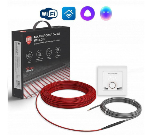Нагревательный кабель Royal Thermo Doublepower Cable RTDC 2-17-1200 с терморегулятором RTI-16 НС-1686004