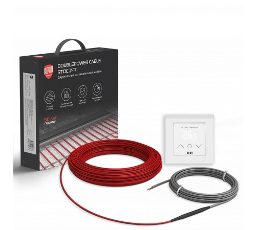 Нагревательный кабель Royal Thermo Doublepower Cable RTDC 2-17-1000 с терморегулятором RTS-16 НС-1685976