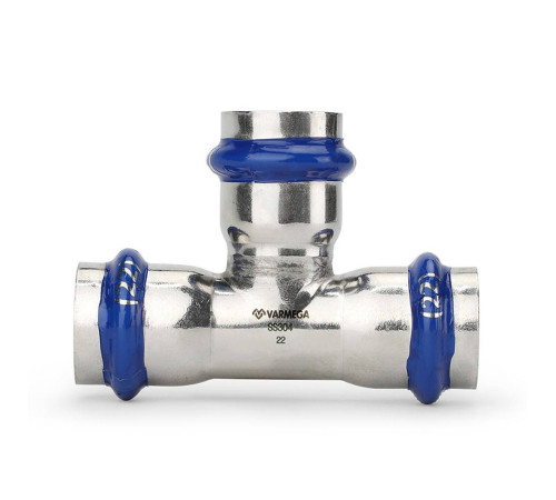 Тройник раструбный равносторонний VARMEGA Inox Press 35 мм VM718353535