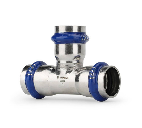 Тройник раструбный равносторонний VARMEGA Inox Press 35 мм VM718353535