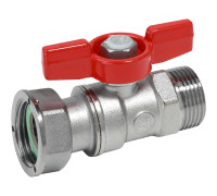 Кран шаровой Giacomini R254P для счетчиков 3/4 НР x 3/4 накидная гайка красная ручка R254PX004