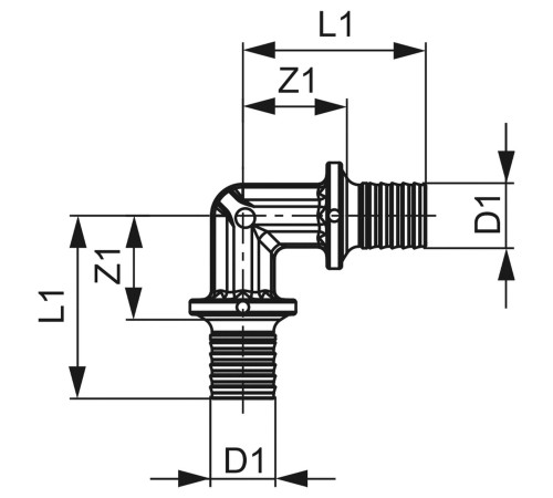 Уголок соединительный TECE 90 градусов 16х16 мм латунь 767016