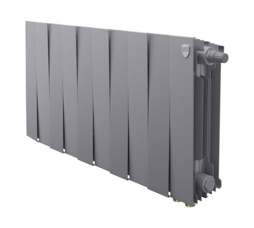 Радиатор биметаллический Royal Thermo PianoForte 300 Silver Satin 8 секций нижнее подключение НС-1506359 RAL 9006