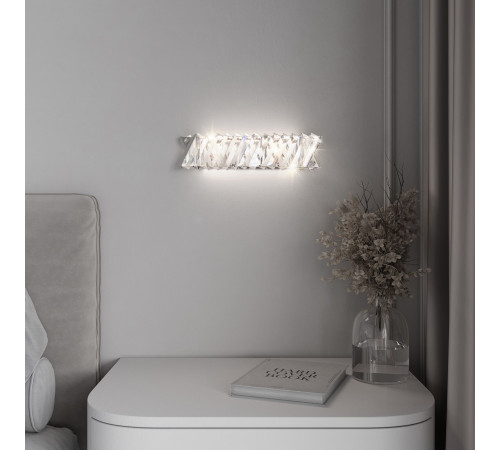 Светодиодный настенный светильник с хрусталем 101005 LED никель хрусталь Strotskis