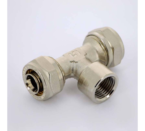 Тройник обжимной Uni-Fitt никелированный 20х3/4х20 ВР 667N7370