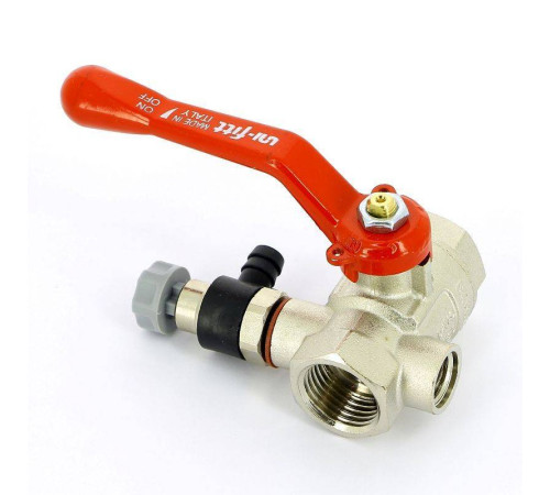 Кран шаровой Uni-Fitt ВВ с дренажным вентилем и заглушкой рычаг 1/2 115L2000