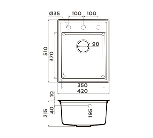 Кухонная мойка Omoikiri Daisen 42-PA Artgranit 42x51 см пастила 4993602