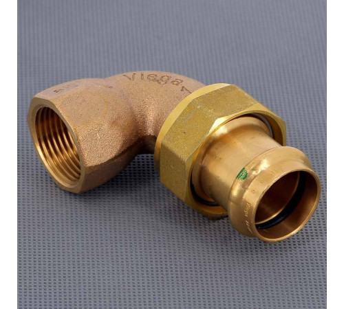 Угольник переходной Viega Sanpress 90° 28х1 пресс-В разъёмное соединение бронза 128159