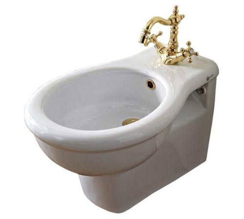 Биде подвесное Sbordoni Palladio 1 отверстие белый/бронза 7098 BR