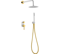 Душевой комплект Boheme Uno смеситель встраиваемый с верхним и ручным душем white/gold 464-WG