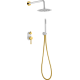 Душевой комплект Boheme Uno смеситель встраиваемый с верхним и ручным душем white/gold 464-WG