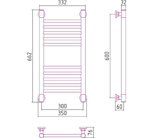 Полотенцесушитель водяной Сунержа Богема 300x600 мм без покрытия 00-0220-6030
