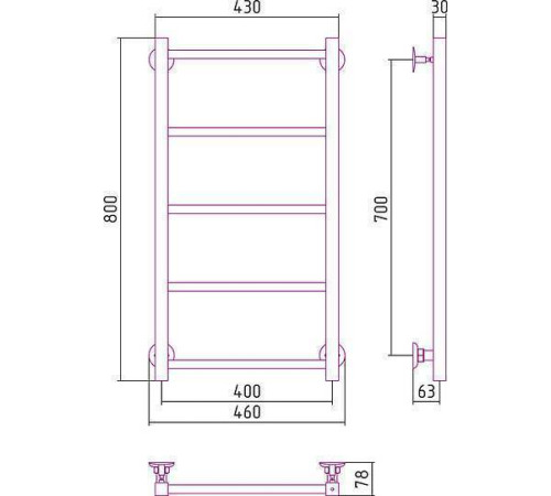 Полотенцесушитель водяной Стилье Версия-КН 46x80 см без покрытия 00640-8040