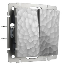 Выключатель двухклавишный (Hammaer серебряный) W1220006