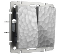 Выключатель двухклавишный проходной (Hammaer серебряный) W1222006