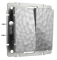 Выключатель двухклавишный проходной (Hammaer серебряный) W1222006