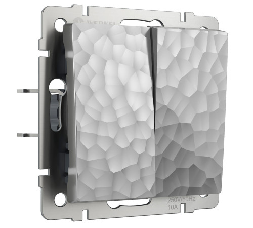 Выключатель двухклавишный проходной (Hammaer серебряный) W1222006