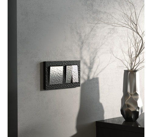 Выключатель двухклавишный проходной (Hammaer серебряный) W1222006