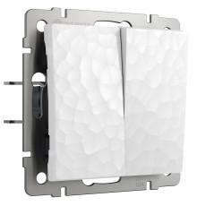 Выключатель двухклавишный проходной (Hammer белый) W1222001