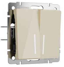 Выключатель двухклавишный проходной с подсветкой (айвори акрил) W1122143