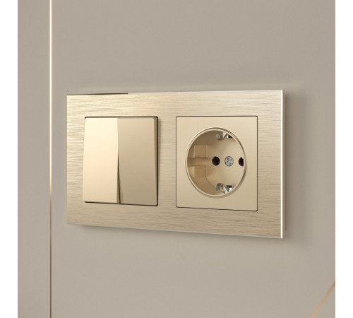 Выключатель двухклавишный проходной (шампань) W1122011