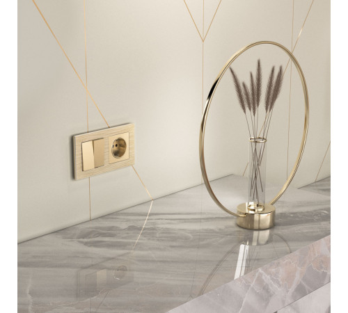 Выключатель двухклавишный проходной (шампань) W1122011