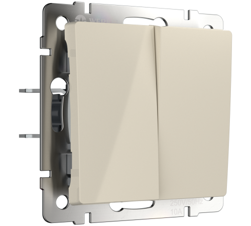 Выключатель двухклавишный проходной (слоновая кость) W1122003