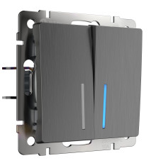 Выключатель двухклавишный с подсветкой (графит рифленый) W1120104