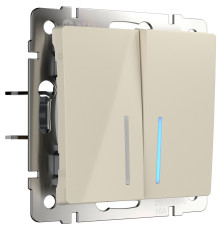 Выключатель двухклавишный с подсветкой (слоновая кость) W1120103