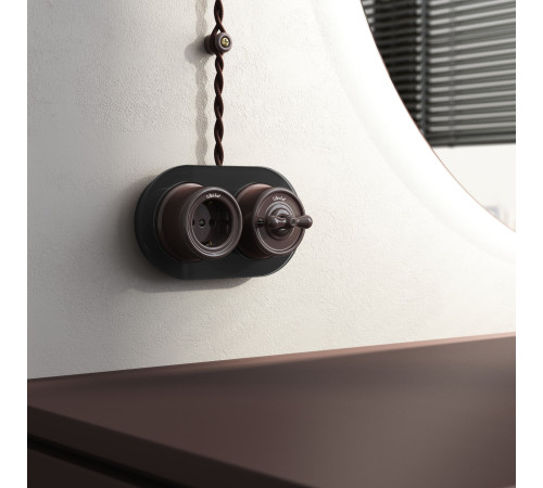 Выключатель на 4 положения двухклавишный коричневый ретро W5620014