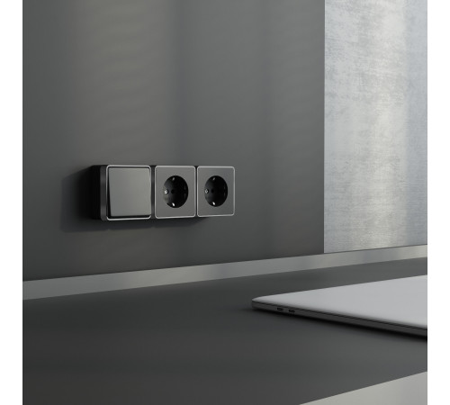 Выключатель одноклавишный Gallant черный с серебром W5010034 W5010034