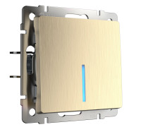 Выключатель одноклавишный проходной с подсветкой (шампань рифленый) W1112110