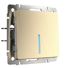 Выключатель одноклавишный проходной с подсветкой (шампань рифленый) W1112110