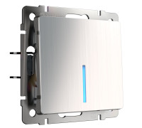 Выключатель одноклавишный с подсветкой (глянцевый никель) W1110102