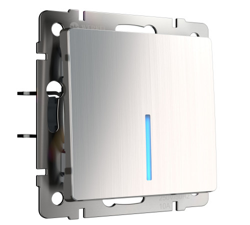 Выключатель одноклавишный с подсветкой (глянцевый никель) W1110102