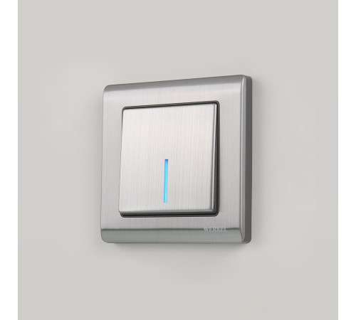 Выключатель одноклавишный с подсветкой (глянцевый никель) W1110102