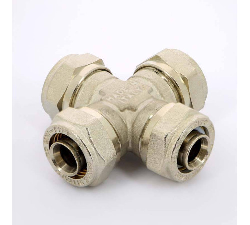 Крестовина обжимная никелированная Uni-Fitt 20 мм 676N7777