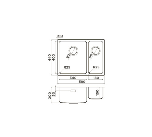 Кухонная мойка Omoikiri Tadzava 58-2-U/I-L-IN 58x44 см нержавеющая сталь 4993774