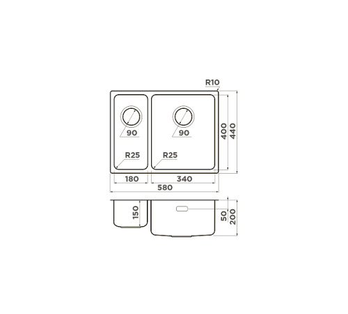 Кухонная мойка Omoikiri Tadzava 58-2-U/I-R-IN 58x44 см нержавеющая сталь 4993773