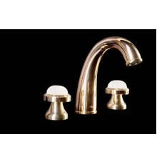 Смеситель для раковины на 3 отверстия Boheme Satine золото 297-ST