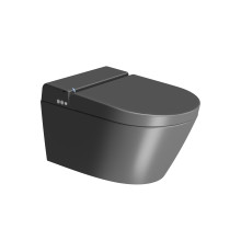 Унитаз-биде подвесной GSI WClean безободковый 590х375 мм черный матовый Ardesia 7418K26