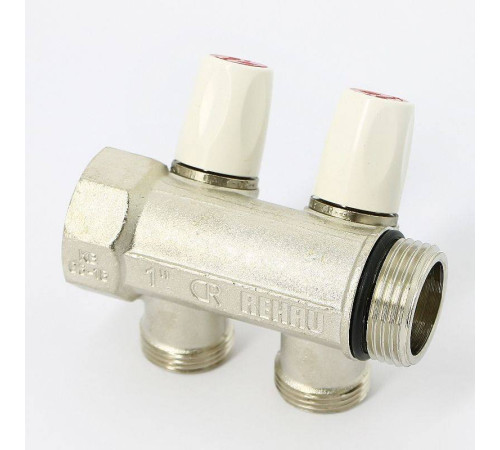 Коллектор с вентилями REHAU Rautitan MX 1х3/4 EK 2 выхода 40 мм никелированный 131644