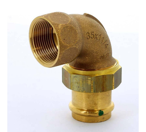 Угольник переходной Viega Sanpress 90° 35х1 1/4 пресс-В разъёмное соединение бронза 132729