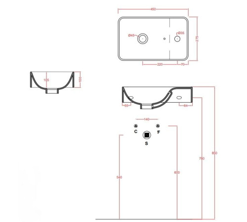 Раковина подвесная Artceram Savon 450x270 мм LML003 01 00