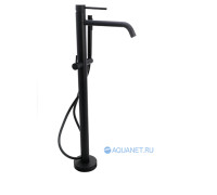 Смеситель для ванны напольный Paffoni LIGHT с ручным душем и шлангом черный матовый LIG032NO