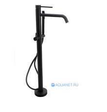 Смеситель для ванны напольный Paffoni LIGHT с ручным душем и шлангом черный матовый LIG032NO