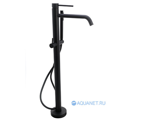 Смеситель для ванны напольный Paffoni LIGHT с ручным душем и шлангом черный матовый LIG032NO