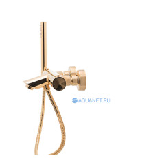 Смеситель для ванны термостатический Paffoni Light с душевым набором медовое золото LIQ023HG